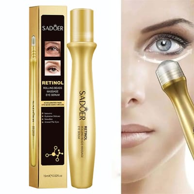 SADOER | Oogcrème | Oog creme Roller| Collageen |Anti Aging| Tegen Wallen & Donkere kringen - Eye Cream - Oogcrème met Retinol | Verhelderende Oogcrème, Oogcontour | Maskeren & Verwijderd Zwarte wallen onder de ogen | Hydraterend & Versterkt de huid