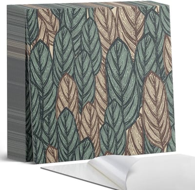 Coloray Plaktegels - Bladpatroon op de achtergrond Zelfklevende Tegels - 20 cm x 20 cm - Groente Plaktegels - 20 stuks - Vierkant PVC Tegels - Plaktegels Badkamer - Plaktegels Vloer - Vinyltegels Vloer Zelfklevend - Wandtegel Zelfklevend