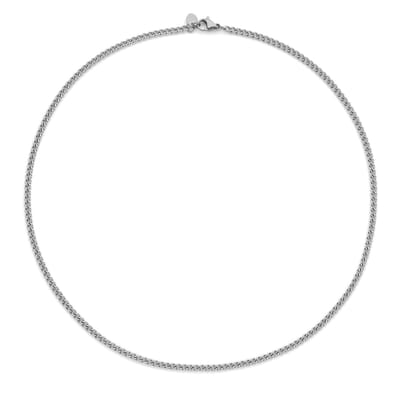 CO88 Collection 8CN-26407 Stalen Ketting - Gourmet Schakel - Kettinkje - Collier - 3mm - 40+5cm - Staal - Zilverkleurig