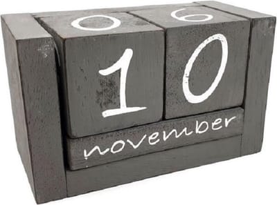 Blok kalender - Hout - Nederlandse Tekst - 10x16cm - Antique grijs - Eeuwigdurende kalender