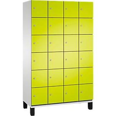C+P Cambio lockerkast, 4 vakken, 24 vakken, op poten, B 1200 x D 525 x H 1980 mm, lichtgrijs/kleedgroen