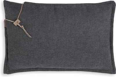 Knit Factory Imre Sierkussen - Rechthoekig kussen - Kussen woonkamer - Bank kussen - Decoratie kussen - Antraciet - 60x40 cm - Kussenhoes inclusief kussenvulling