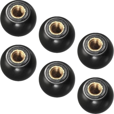 Draadknoppen van 16mm - 6 Stuks, Plastic Balknoppen met M5 Vrouwelijke Draad voor Machinehandvatvervanging, Zwart, Duurzaam en Ergonomisch