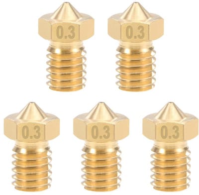 3D printer reserveonderdelen - 3D Printer Nozzles - 5-delige Messing Nozzles 0,3mm, Geschikt voor 1,75mm Filament en E3D V5-V6