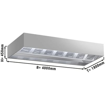 GGM Gastro Induktions-Deckenhaube - 4000mm - ohne Motor - mit Filter