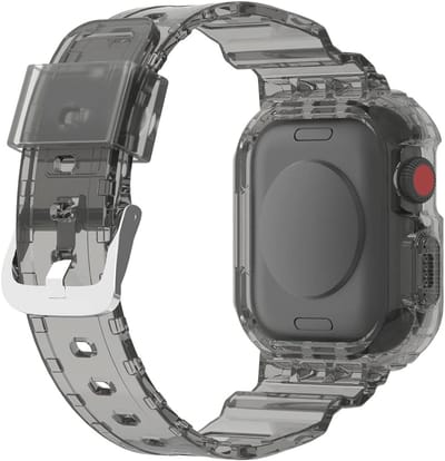 Silicone Horlogeband 41mm voor Apple Watch met Bumper Case, Transparante TPU Beschermhoes en Stevige Armband voor iWatch Series 7