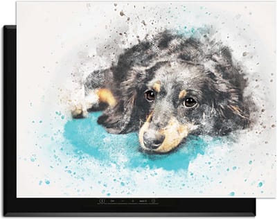 KitchenArt - Dreamy Dachshund - Inductie Beschermer - 78x52 cm - Kookplaat Beschermer - Luxe Afdekplaat Inductieplaat - Anti-slip & Oprolbaar - Beschermmat Inductiekookplaat