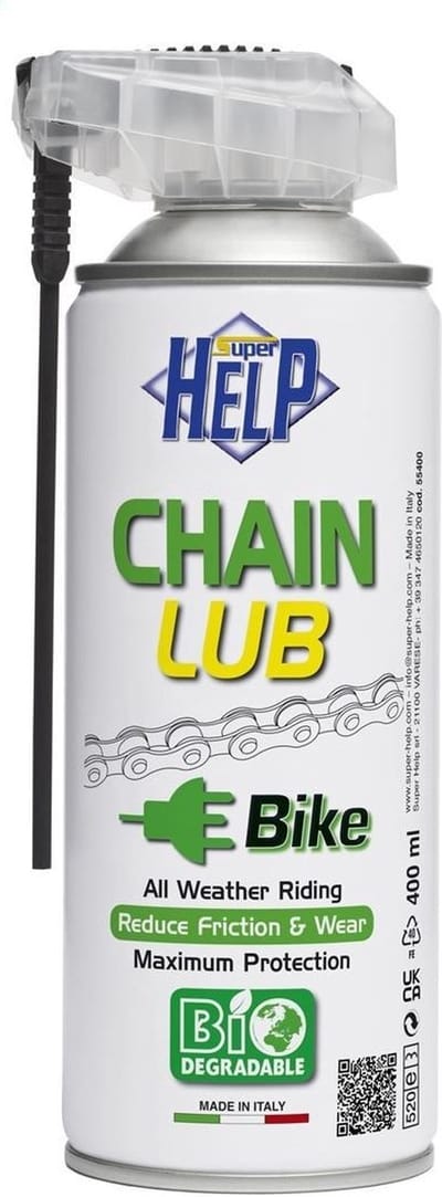 SuperHelp Kettingspray - Biologisch Afbreekbaar - 400 ml - E-bike - Fiets Kettingspray - ChainLub - Spuitbus - Kettingonderhoud