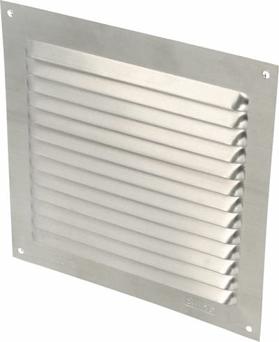 AMIG Ventilatierooster/muurrooster met gaas - 150 x 150mm - aluminium - zilver - schoepenrooster - tegen muggen en insecten