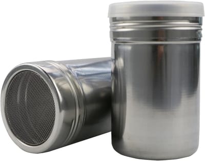 EXCITAT Kruidenpotjes - Kruidenpotjes met gaas - Roestvrij staal - Voor poedersuiker, zout, cacao, bloem - 2 stuks