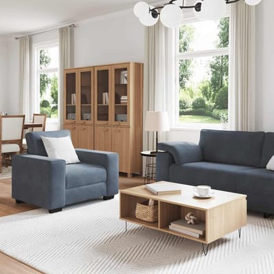vidaXL - 3-delige - Loungeset - met - kussens - fluweel - donkergrijs
