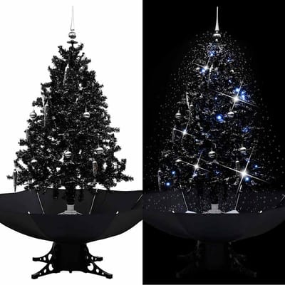 vidaXL - Kerstboom - sneeuwend - met - paraplubasis - 140 - cm - PVC - zwart