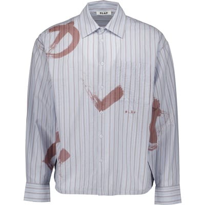 Olaf Brushstroke Logo Stripe Ls Shirt Lange Mouw Overhemden Lichtblauw M240309