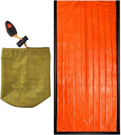 Bivaktas Overlevingsdeken - Nooddeken Thermisch - Outdoor Noodsituaties - Waterdicht Winddicht - 200 x 90 cm - Groen Oranje