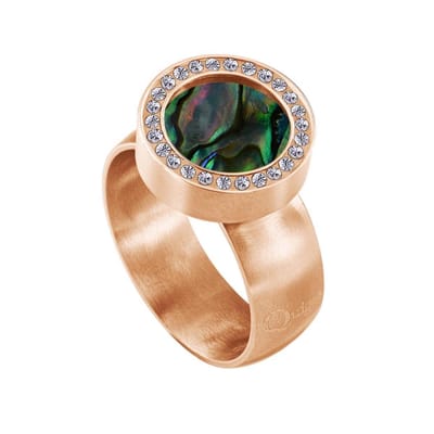 Quiges RVS Schroefsysteem Zirkonia Ring Rosegoudkleurig Mat 16mm met Verwisselbare 12mm Mini Munt - SLSRS51416