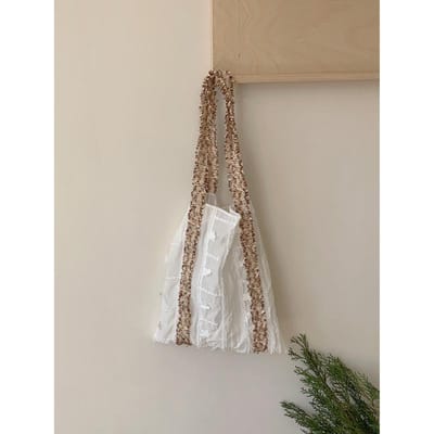 Vroege Lente Niche Ontwerp Bloemen Webbing Textuur Zomer Canvas Grote Capaciteit Schoudertas Draagbare Tas gray