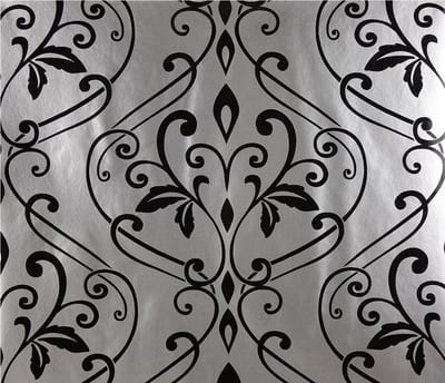 Dutch Wallcoverings Vliesbehang Damast - Zwart/zilver