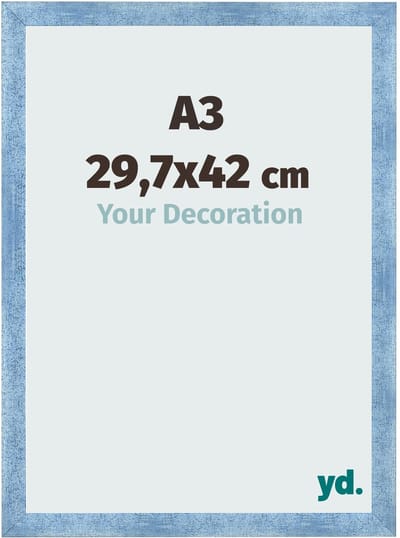 Your Decoration - Fotolijst A3 29,7x42 cm - MDF - Helder Blauw Geveegd - Pisa