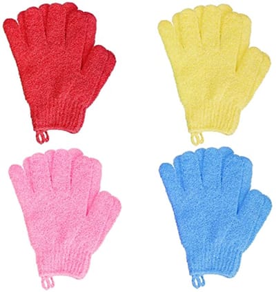 4 Paar Exfoliërende Douchehandschoenen - Dubbelzijdige Scrubs voor Lichaam en Spa