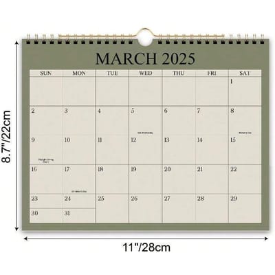 Calendrier Mural Minimaliste 2025, 1er Jan 2025 - 31 Déc 2025, 8.7*11 Pouces, 12 Mois, Planificateur Mensuel Créatif, Calendrier Décoration Intérieure, Noël vert