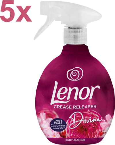 Lenor - Crease Releaser - Divine - Ruby Jasmine - Kreukverwijderaar - Textielvefrisser - Spray - 5x 500ml - Voordeelverpakking