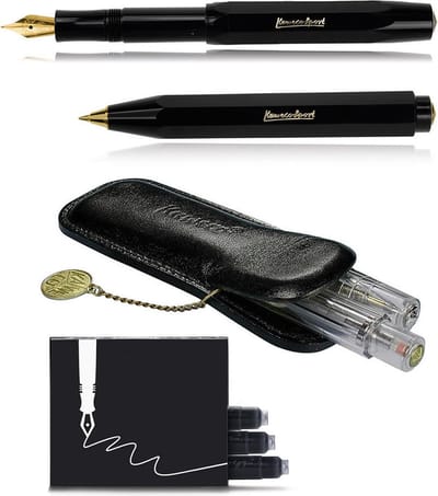 Kaweco - Cadeau - pennenset- (4delig) - Etui - Vulpen Fine  - Balpen - Zwart - Inktpatronen