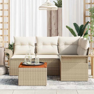 vidaXL - Tuinbank - Set - 5 - st - 4-Aantal - zitplaatsen - Beige - en - Crème
