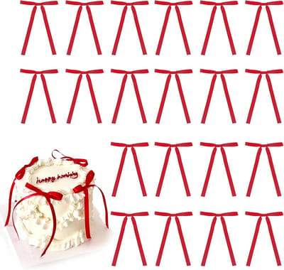 20 stuks rode cupcake-toppers met strik, cupcake-prikkers, voor bruidsfeest, babyshower, cake, dessert prikkers, decoratie voor baby's, meisjes, verjaardag, bruiloft