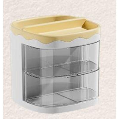 Praktische dubbele lagen roterende potloden opbergrek multifunctionele bureau organizer pennenhouder studenten cosmetica opbergplank