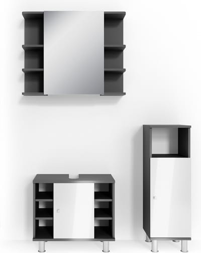 Vicco Badkamermeubel set Fynn, Antraciet, 3-delig