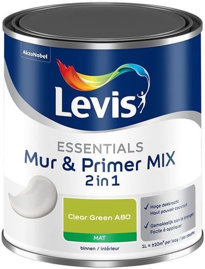 Levis - Essentials Mur & Primer Mix - Clear Green A80 - Mengverf - 1 L
