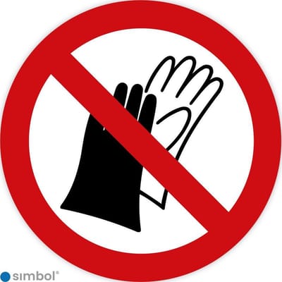 Simbol - Stickers Dragen Van Handschoenen Verboden - Geen Handschoenen (P028) - Duurzame Kwaliteit - Formaat ø 5 cm.