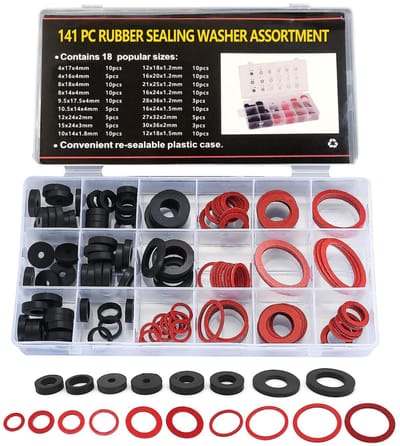 Dailygoods- Afdichtingsringen Set 141 Stuks - O-Ringen/Rubber/Vezel - Dichtingsringen Sanitair - Afdichtringen - Opbergtas - Hoge Temperatuurbestendigheid