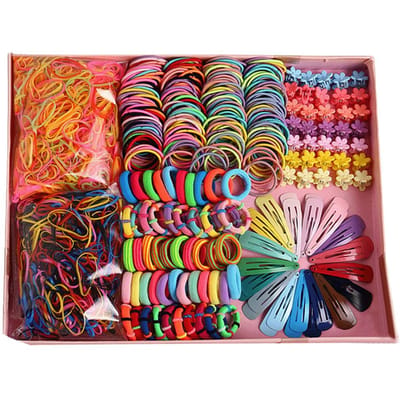 Meisjes Haarclip Haarelastiek Set Snoepkleur Hoofddeksel Haarspeld Elastiekje Combinatieset Haar black