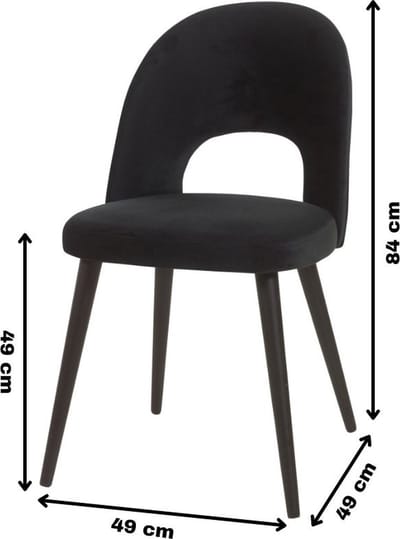 WAYS. – Matstoffen eetkamerstoelen – Zwart – Elegant design - Houten poten – 6 stuks
