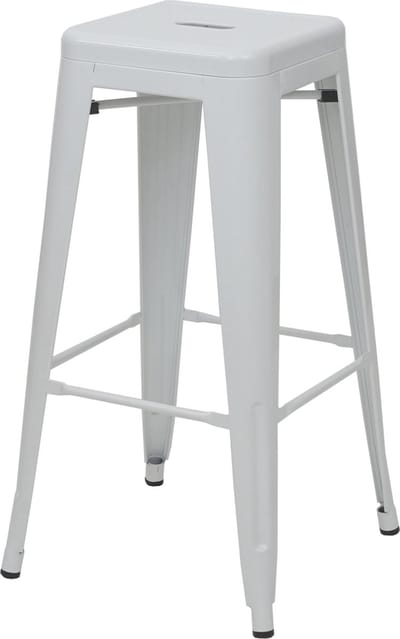 Barkruk MCW-A73, barkruk tegenkruk, metalen industrieel ontwerp stapelbaar ~ wit