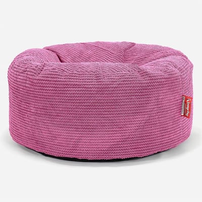 Ronde Poef & Voetenbank 65cm - Zacht Pompom Roze - Extra Zitplaats Ottoman