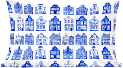 Sierkussens - Kussentjes Woonkamer - 60x40 cm - Patroon - Huizen - Blauw