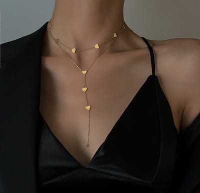 Dames Ketting - Dubbele Laag - Goudkleurig met Hart Hanger - Roestvrijstaal Sieraad - Verstelbare Halsketting voor Vrouwen - Elegante Layered Necklace - Perfect Cadeau voor Vriendin, Moeder of Zus - Fashion Accessoire Cadeau