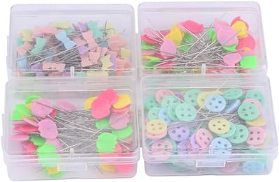 300 Stuks Multicolore Glazen Kopnaalden voor Patchwork, Handnaaien en DIY Projecten