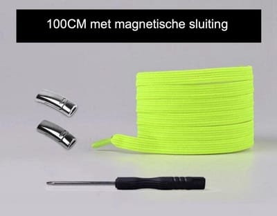 CHPN - Veters - Magneet-Veters- Veters met magnetische sluiting - Veters zonder strikken - Neongeel- Unisex - Volwassenen & Kinderen - 100CM
