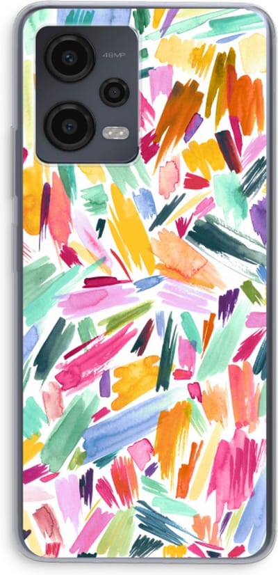 Case Company® - Hoesje geschikt voor Xiaomi Redmi Note 12 hoesje - Watercolor Brushstrokes - Soft Cover Telefoonhoesje - Bescherming aan alle Kanten en Schermrand