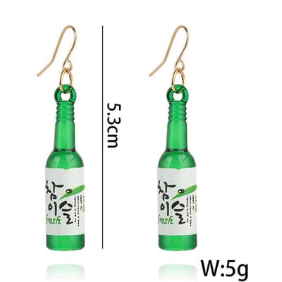 Bierflesje Dangle Oorbellen voor Vrouwen Creatieve Simulatie van Mineraal Flesjes Sieraden Schattige Groene Bruine Statement Drop Oorbellen green