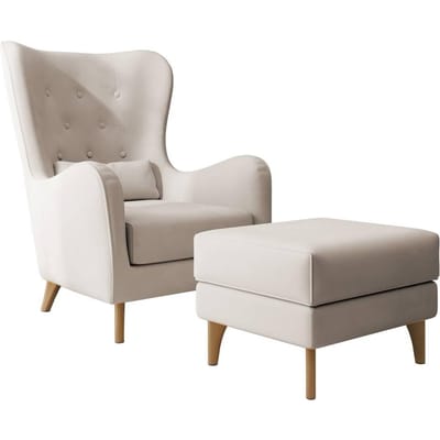 Fauteuil met hocker Casara velvet | NADUVI Collection
