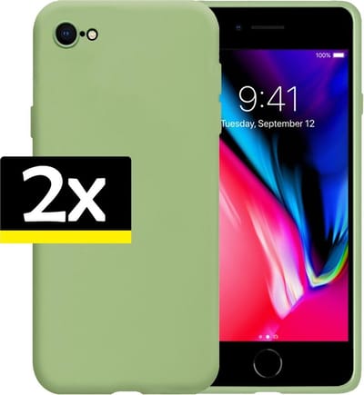 Hoesje - 2 Stuks - Geschikt voor Apple iPhone 7 - Sterk & Shockproof - Case Siliconen - Back Cover - Telefoon Hoes - Telefoonhoesjes - Groen