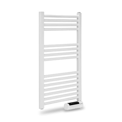 TROTEC TWH 500 S Elektrische handdoekwarmer, 500 W, wandmontage, platte buis in wit, geruisloze werking, IPX4, ideaal voor badkamer en gastentoilet