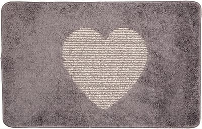 Clayre & Eef Badmat 78x48x1 cm Grijs Polyester Hart