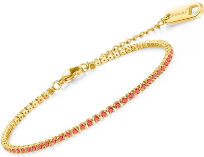Malinsi® Armband Dames Diamantsteentjes Rood - Gold Plated RVS Verstelbaar 17-20,5cm - Sieraden Armbanden Vrouw