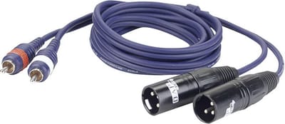 DAP Audio XLR naar RCA Kabel 3m - 2x XLR Male naar 2x RCA (Tulp) overgangskabel - 3m