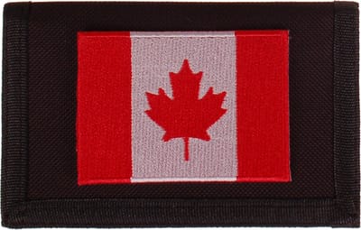 Klittenbandportemonnee Zwart 12x9cm - Applicatie 8x6cm vlag Canada